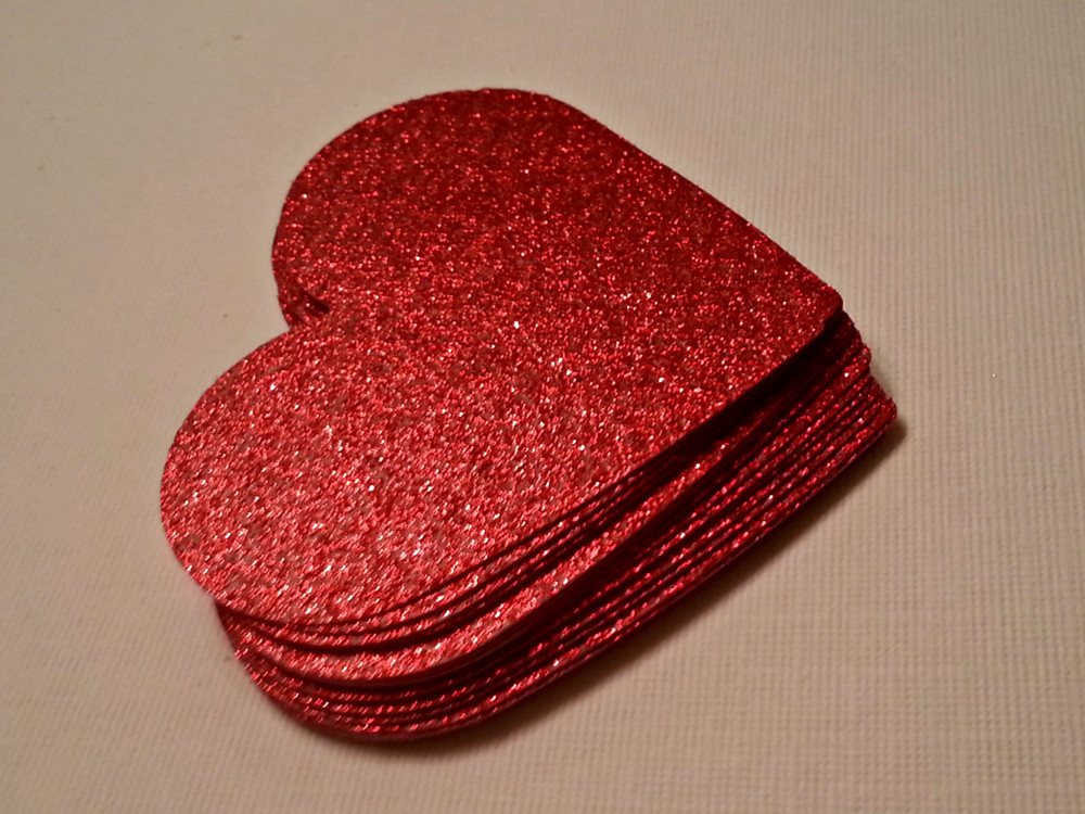 Red Glitter Valentine Hearts for table decorating at special occasions