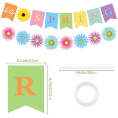 Hello Spring Banner Colorful Sun Flower Spring Party Banner Wildflower Garlan…