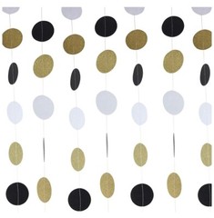 3x 10 Feet Circle Dot Garlands (Gold, Black, White) Party Decoration