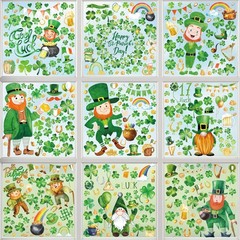 336 PCS St Patricks Day Window Clings, 9 Sheets Patrick’s 9 inches, Green