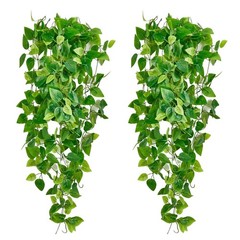 Fake Hanging Plants Vines(2pcs)for 40 inches x 14 x 14 inches, Green