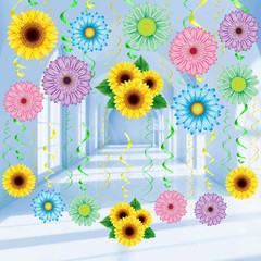 30PCS Spring Summer Hanging Decorations Set Sun Flowers Autumn Daisy Fairy Birth