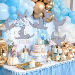 25 Pcs Gray Party Decor Theme Party Favors Blue Hanging Ornament 11.81 Inch B