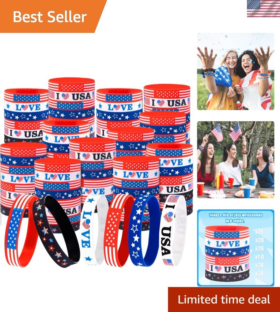 Comfortable 144PCS Patriotic Bracelets: Perfect for Memorial Day Celebrations