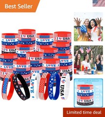 Comfortable 144PCS Patriotic Bracelets: Perfect for Memorial Day Celebrations