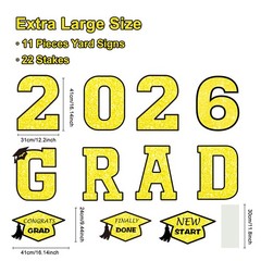 2026 Graduation Decorations Yard Sign 11Pcs Congrats Grad Yard Banner Outdoor