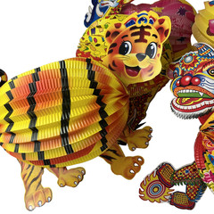 Chinese Paper Lanterns Lunar New Year Festival Animals Dragon Fish Lot of 8 Read