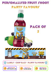 Personalised Construction Fruit Shoot Labels Digger Party Decorations UK