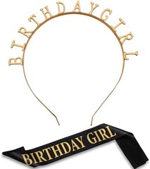 Chic Gold Satin Sash and Crown – Perfect for 16th, 21st, 30th Birthdays