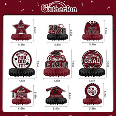 9PCS Graduation Party Decorations Class of 2026 Congrats Grad Table Centerpiece