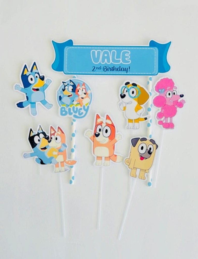 Personalized Bluey Themed Cake Topper