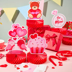 12pcs Valentine Honeycomb Table Centerpieces Heart Bear Kids Party Decorations