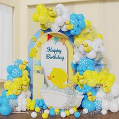 Little Duck Balloon Garland Arch Kit, 157pcs Blue Yellow Clear Balloons with …