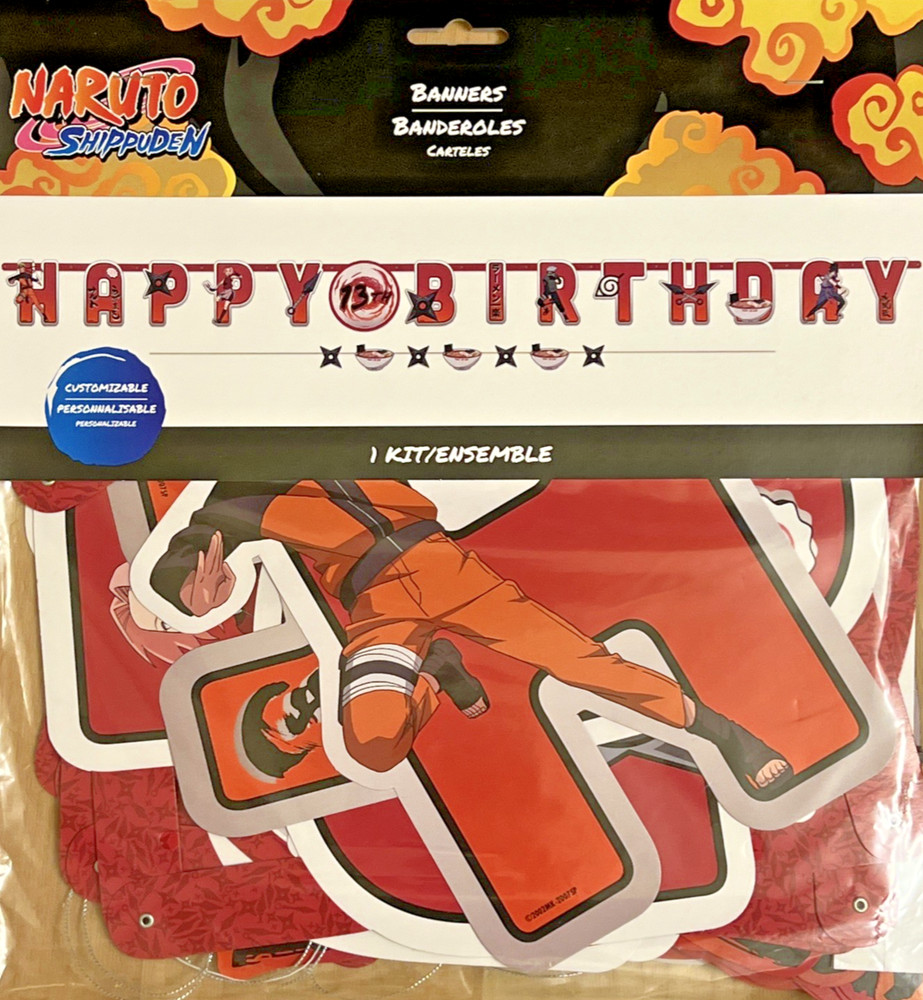 Anime Naruto Shippuden Happy Birthday Boys Kids Banner Set Party Supplies New