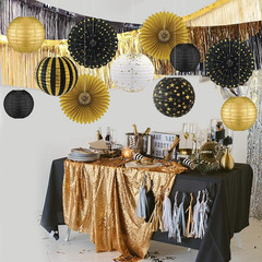 Black and Gold Party Decorations Set for Birthday Graduation Wedding Anniversary