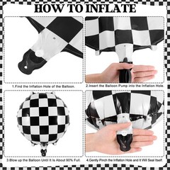 Checkered Number 3 Balloon, 40 Inch Large Foil Race Car Number Balloons, Big …