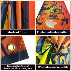 KatchOn Orange Happy Halloween Banner – XtraLarge 72×44 Inch