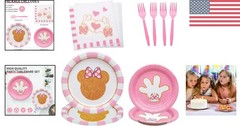 Charming 96-Pc Minnie Themed Tableware Set – Perfect for Baby Showers & Parties