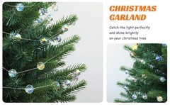 LEFERS 9.8Ft Crystal Glass Balls Christmas Garland,48 Beads 16mm Faceted Prism