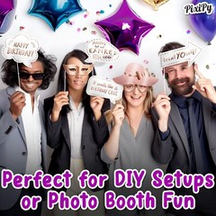 Premium Birthday Photo Booth Props Kit 27 White & Rose Gold Party Decorations n