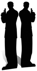 Secret Agent Male Double Pack Silhouette Cardboard Cutout Fun Figure 185cm Tall