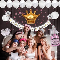 Birthday Party Decorations 58 PCS Silver White Kit for Women – Adult Theme