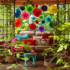 Colorful Paper Fans – Rainbow Party Decorations – Happy Birthday Decorations for