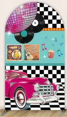 50’s Rock and Roll Arch Backdrop Kids Birthday Cover Party Photo Background