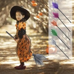 Halloween Witch Plastic Brooms Kids Flying Broomstick Cosplay Decoration Party