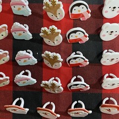 Christmas Cupcake Topper Rings 24 pc Cake Decoration Bear Santa Deer Fox Penguin