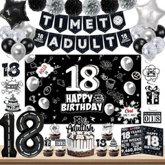 18Th Birthday Party Supplies, Black 18Th Birthday Decorations for Boys and Girls
