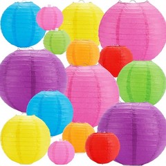16 Pcs Colorful Paper Lanterns, Multi-Color Chinese or Japanese Hanging Paper…