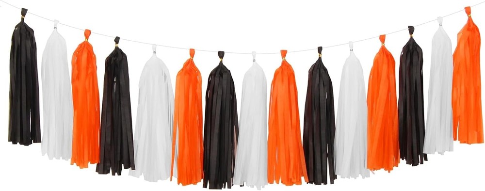 Black-White Orange Halloween Party-Decorations Tassel-Garland – 15pcs Graduation