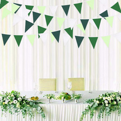 32Ft Gradient Green Banner Party Decorations Green Triangle Flag Fabric Banner P