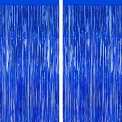2 Pack Dark Blue Foil Curtain Backdrop Birthday Party 2 PCS Dark blue