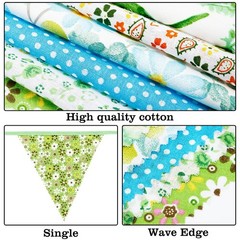 39Ft Triangle Bunting Banner, Green Blue Cotton Pennant Banner, 42pcs Reusabl…