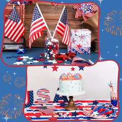 90Pcs 4Th of July Patriotic Decorations Red White and Blue Wooden Stars Ornament