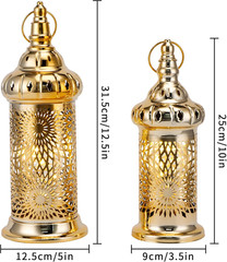 Gold Ramadan Lanterns Set of 2 with Timer – Perfect EID Gift