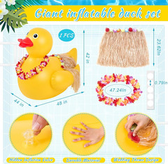 4 Feet Giant Rubber Duck with Luau Party Grass Skirts Hawaii Grass Skirt Inflata