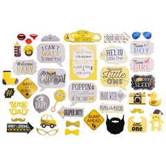 Baby Shower Photo Booth Props – 41-pc Photo Booth Kit with 8 x 10-Inch Sign, …