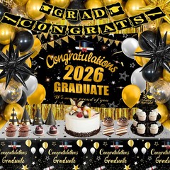 Nigifter Graduation Decorations 2026, 71PCS Gold Themed Set, Graduation…