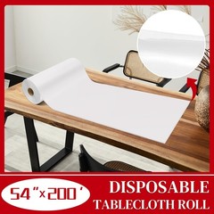54 Inch x 200 Feet White Plastic Tablecloth Roll Cut to Size Disposable Table…