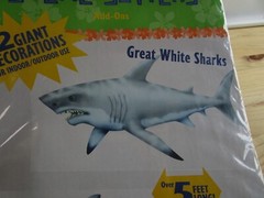 Great White SHARKS Scene Setter kids party wall BACKDROP fish ocean jaws