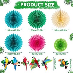 Tropical Parrot Party Decorations, Green Teal Jungle Theme Decorations for Su…