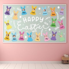 48 PCS Colorful Spring Easter Bunny Shape Paper Cutouts 100 Glue Points DIY