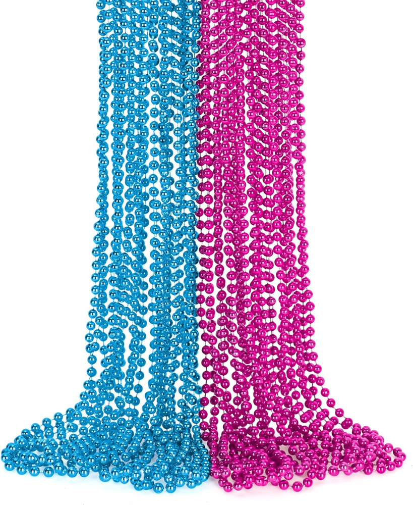 Gender Reveal Beads Decorations, 12PCS Pink Blue Gender Reveal Necklaces, 33″ ro