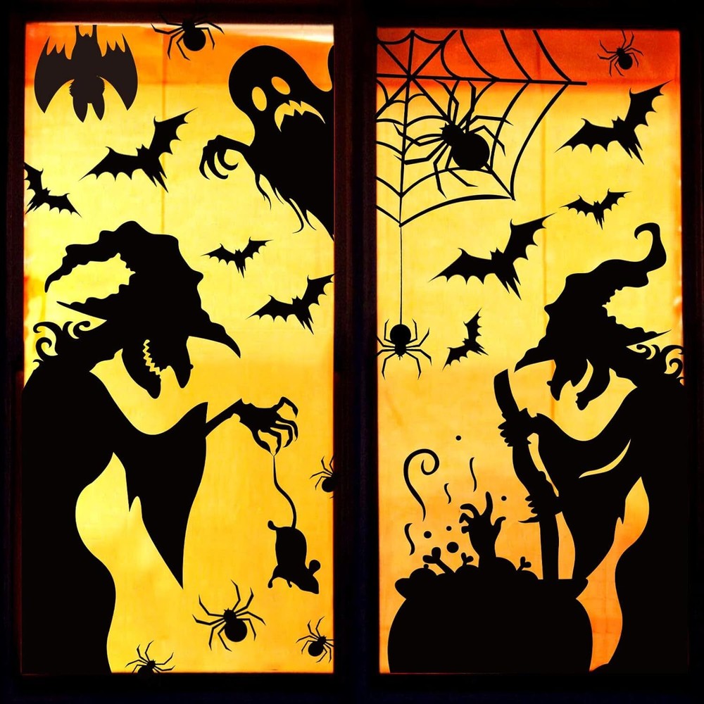 Large Halloween Window Clings Decorations Silhouette Witch
