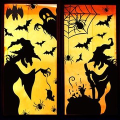 Large Halloween Window Clings Decorations Silhouette Witch