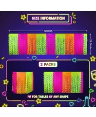 2 Pack Orange Yellow Pink Foil Fringe Curtain For Table Glowing Party Decor