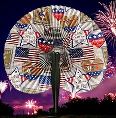 Patriotic Paper Folding Accordion Mini Hand Fans July 4th 3 in pack New
